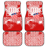 Personalized Croatia Football Wolf Mascot Car Mats Checkerboard Soccer Pride - Splatter Textures