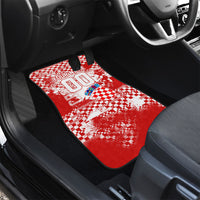 Personalized Croatia Football Wolf Mascot Car Mats Checkerboard Soccer Pride - Splatter Textures