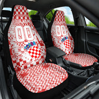 Personalized Croatia Football Wolf Mascot Car Seat Cover Checkerboard Soccer Pride - Splatter Textures
