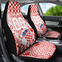 Personalized Croatia Football Wolf Mascot Car Seat Cover Checkerboard Soccer Pride - Splatter Textures