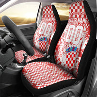 Personalized Croatia Football Wolf Mascot Car Seat Cover Checkerboard Soccer Pride - Splatter Textures