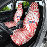 Personalized Croatia Football Wolf Mascot Car Seat Cover Checkerboard Soccer Pride - Splatter Textures