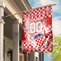 Personalized Croatia Football Wolf Mascot Garden Flag Checkerboard Soccer Pride - Splatter Textures
