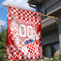 Personalized Croatia Football Wolf Mascot Garden Flag Checkerboard Soccer Pride - Splatter Textures