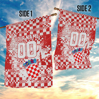 Personalized Croatia Football Wolf Mascot Garden Flag Checkerboard Soccer Pride - Splatter Textures