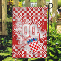 Personalized Croatia Football Wolf Mascot Garden Flag Checkerboard Soccer Pride - Splatter Textures