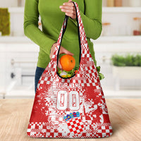 Personalized Croatia Football Wolf Mascot Grocery Bag Checkerboard Soccer Pride - Splatter Textures