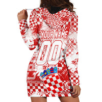 Personalized Croatia Football Wolf Mascot Hoodie Dress Checkerboard Soccer Pride - Splatter Textures