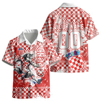 Personalized Croatia Football Wolf Mascot Kid Hawaiian Shirt Checkerboard Soccer Pride - Splatter Textures