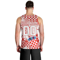 Personalized Croatia Football Wolf Mascot Men Tank Top Checkerboard Soccer Pride - Splatter Textures