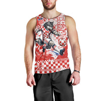 Personalized Croatia Football Wolf Mascot Men Tank Top Checkerboard Soccer Pride - Splatter Textures