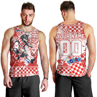 Personalized Croatia Football Wolf Mascot Men Tank Top Checkerboard Soccer Pride - Splatter Textures