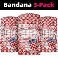 Personalized Croatia Football Wolf Mascot Neck Gaiter Checkerboard Soccer Pride - Splatter Textures