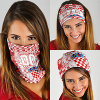 Personalized Croatia Football Wolf Mascot Neck Gaiter Checkerboard Soccer Pride - Splatter Textures