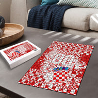 Personalized Croatia Football Wolf Mascot Puzzle Checkerboard Soccer Pride - Splatter Textures
