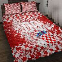 Personalized Croatia Football Wolf Mascot Quilt Bed Set Checkerboard Soccer Pride - Splatter Textures