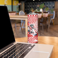 Personalized Croatia Football Wolf Mascot Skinny Tumbler Checkerboard Soccer Pride - Splatter Textures