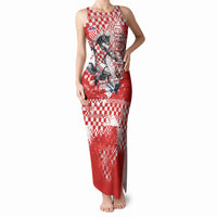 Personalized Croatia Football Wolf Mascot Tank Maxi Dress Checkerboard Soccer Pride - Splatter Textures