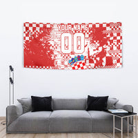 Personalized Croatia Football Wolf Mascot Tapestry Checkerboard Soccer Pride - Splatter Textures