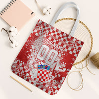 Personalized Croatia Football Wolf Mascot Tote Bag Checkerboard Soccer Pride - Splatter Textures
