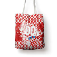 Personalized Croatia Football Wolf Mascot Tote Bag Checkerboard Soccer Pride - Splatter Textures