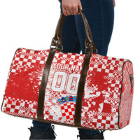 Personalized Croatia Football Wolf Mascot Travel Bag Checkerboard Soccer Pride - Splatter Textures