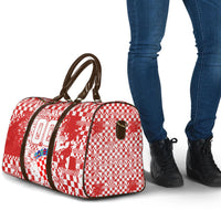 Personalized Croatia Football Wolf Mascot Travel Bag Checkerboard Soccer Pride - Splatter Textures