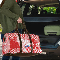 Personalized Croatia Football Wolf Mascot Travel Bag Checkerboard Soccer Pride - Splatter Textures