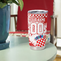 Personalized Croatia Football Wolf Mascot Tumbler Cup Checkerboard Soccer Pride - Splatter Textures
