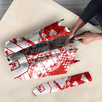 Personalized Croatia Football Wolf Mascot Umbrella Checkerboard Soccer Pride - Splatter Textures
