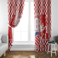 Personalized Croatia Football Wolf Mascot Window Curtain Checkerboard Soccer Pride - Splatter Textures