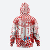 Personalized Croatia Football Wolf Mascot Zip Hoodie Checkerboard Soccer Pride - Splatter Textures