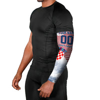 Personalized Croatia Football Eagle Mascot Arm Sleeves Checkerboard Pattern - Accent Splatters