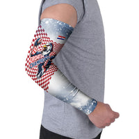 Personalized Croatia Football Eagle Mascot Arm Sleeves Checkerboard Pattern - Accent Splatters