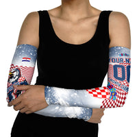 Personalized Croatia Football Eagle Mascot Arm Sleeves Checkerboard Pattern - Accent Splatters