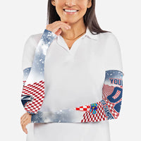 Personalized Croatia Football Eagle Mascot Arm Sleeves Checkerboard Pattern - Accent Splatters