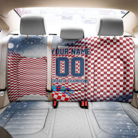 Personalized Croatia Football Eagle Mascot Back Car Seat Cover Checkerboard Pattern - Accent Splatters
