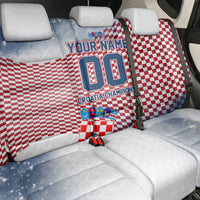 Personalized Croatia Football Eagle Mascot Back Car Seat Cover Checkerboard Pattern - Accent Splatters