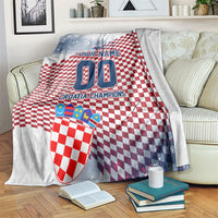 Personalized Croatia Football Eagle Mascot Blanket Checkerboard Pattern - Accent Splatters