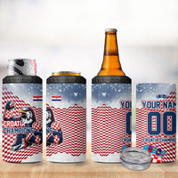 Personalized Croatia Football Eagle Mascot 4 in 1 Can Cooler Tumbler Checkerboard Pattern - Accent Splatters