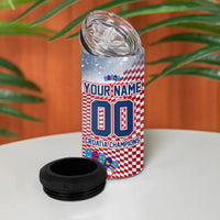 Personalized Croatia Football Eagle Mascot 4 in 1 Can Cooler Tumbler Checkerboard Pattern - Accent Splatters