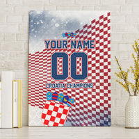 Personalized Croatia Football Eagle Mascot Canvas Wall Art Checkerboard Pattern - Accent Splatters