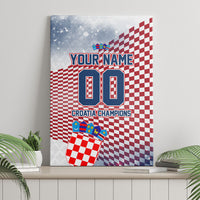Personalized Croatia Football Eagle Mascot Canvas Wall Art Checkerboard Pattern - Accent Splatters