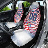 Personalized Croatia Football Eagle Mascot Car Seat Cover Checkerboard Pattern - Accent Splatters
