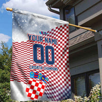 Personalized Croatia Football Eagle Mascot Garden Flag Checkerboard Pattern - Accent Splatters