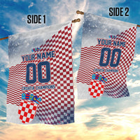 Personalized Croatia Football Eagle Mascot Garden Flag Checkerboard Pattern - Accent Splatters