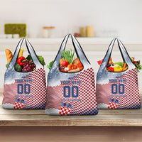 Personalized Croatia Football Eagle Mascot Grocery Bag Checkerboard Pattern - Accent Splatters