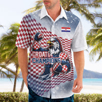Personalized Croatia Football Eagle Mascot Hawaiian Shirt Checkerboard Pattern - Accent Splatters