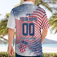 Personalized Croatia Football Eagle Mascot Hawaiian Shirt Checkerboard Pattern - Accent Splatters