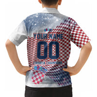 Personalized Croatia Football Eagle Mascot Hawaiian Shirt Checkerboard Pattern - Accent Splatters